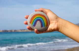 Rainbow painted rock