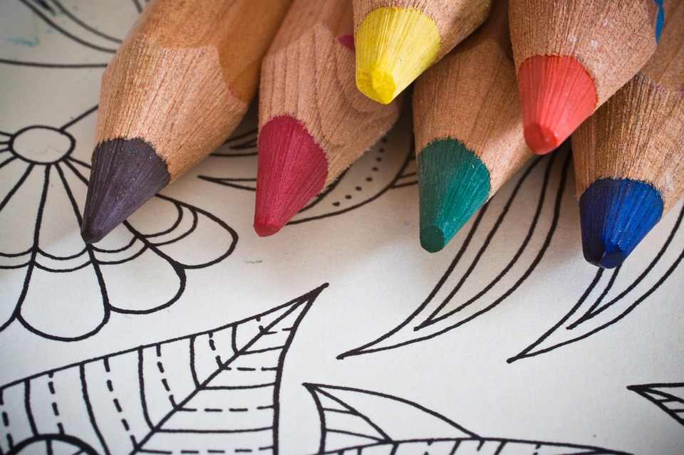 Colored pencils and coloring sheet