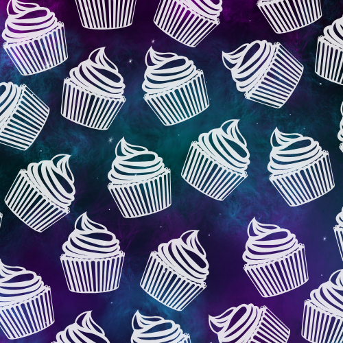 Cupcakes on galaxy background