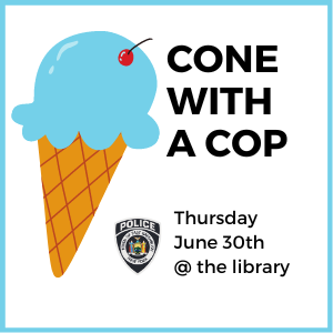 Cone with a cop at the library!