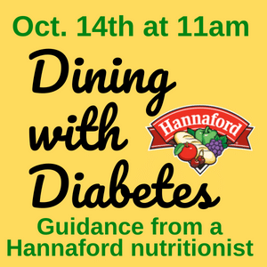 October 14  at 11:00 dining with diabetes
