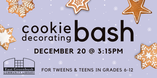 Cookie Decorating Bash: December 20 at 3:15pm; grades 6-12