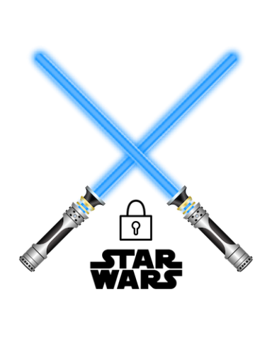 Star Wars logo with lock