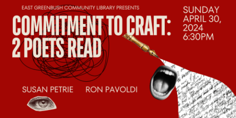 commitment to craft, 2 poets read. sunday april 30 at 6:30pm