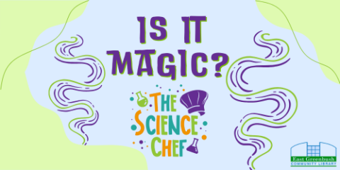 The Science Chef Logo with "Is it Magic?" text surrounded by cartoony wisps of magic