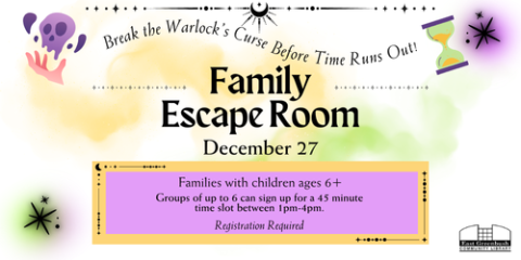 Family Escape Room with mystical elements. Break the Warlocks Curse Before Time Runs Out!