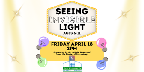 Image with beams of light, and lightbulbs. Reads title of program and age requirements, as well as information found further in event posting.