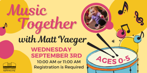 Music together sample class, 10:30 or 11:30 am, registration required, ages 0-5