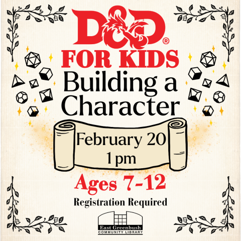 D&D Building a Character graphic with date & time, age, and registration requirement.