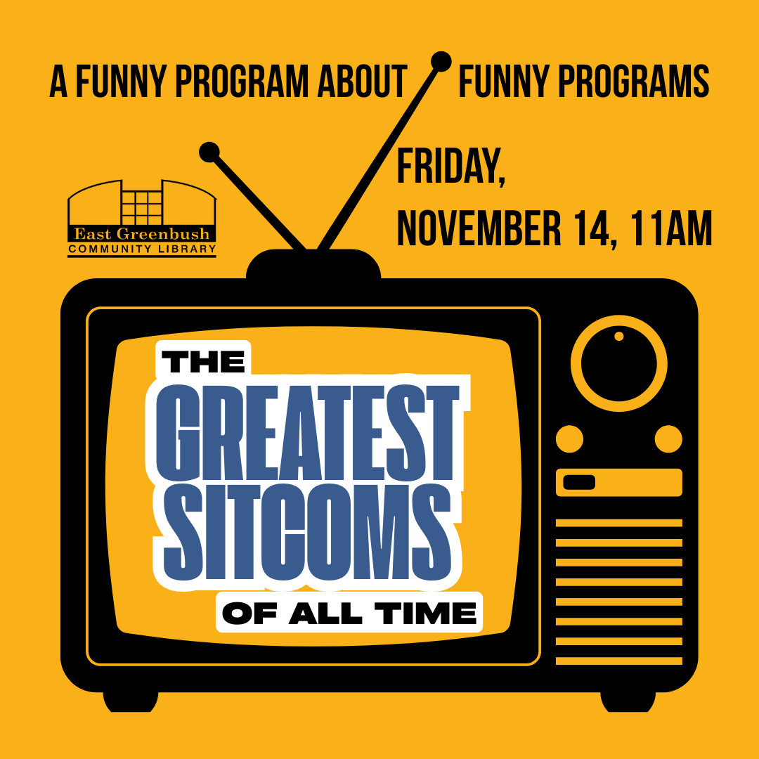 television set with a screen that say the greatest sitcoms of all time.