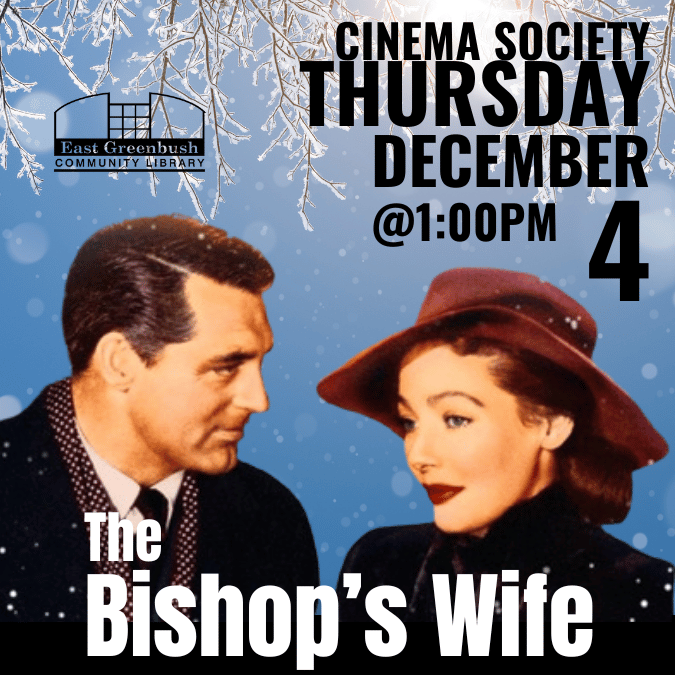 man in overcoat and tie man facing woman wearing red fedora hat with snow falling in background